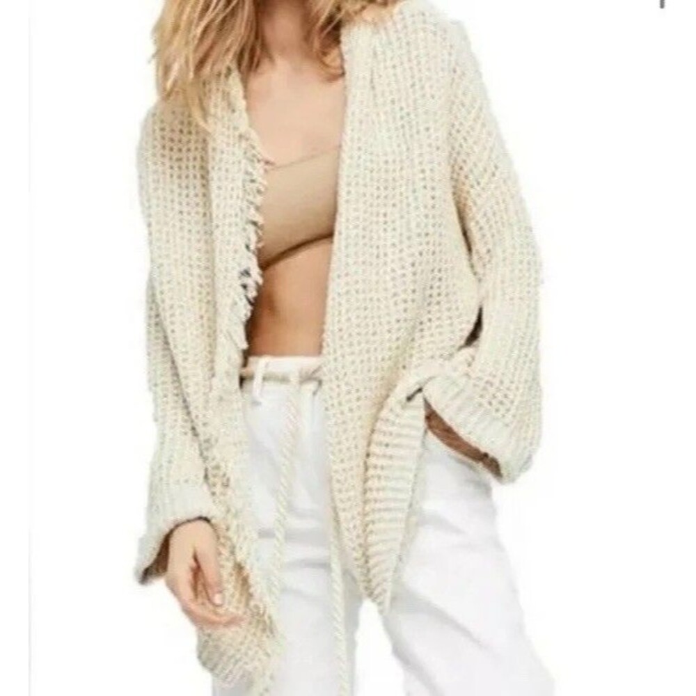 Free People Women's Cardigan Sweater Multicolor Size M Crochet Open Knit Boho